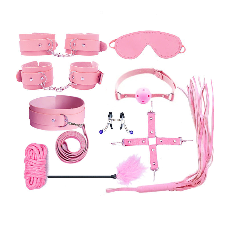 SM Sex Toys Leather 7-piece Ten-piece Set Of Training Binding Milk Clip Adult Supplies Toys