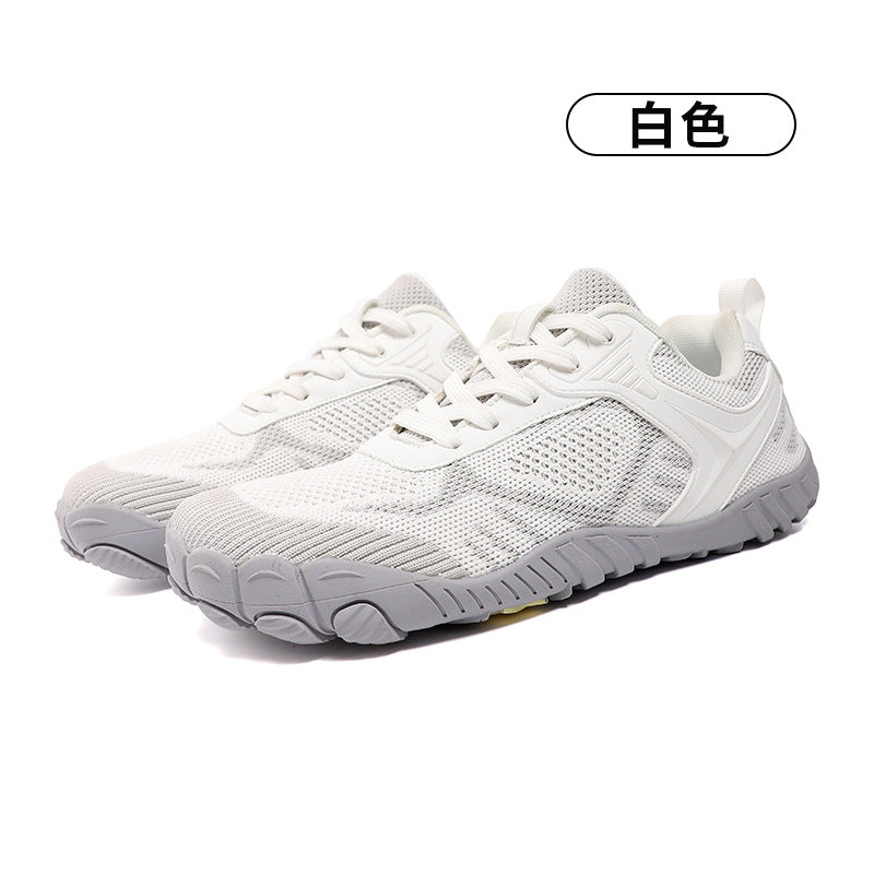 Cross-border Wide-headed Barefoot Casual Shoes Outdoor Hiking Hiking Shoes Non-slip Breathable Flying Knit Large Size Wide-head Shoes Thumb Outward