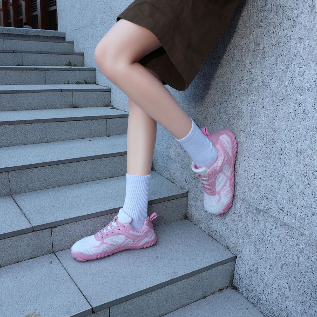 Cross-border Wide-headed Barefoot Casual Shoes Outdoor Hiking Hiking Shoes Non-slip Breathable Flying Knit Large Size Wide-head Shoes Thumb Outward