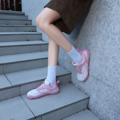 Cross-border Wide-headed Barefoot Casual Shoes Outdoor Hiking Hiking Shoes Non-slip Breathable Flying Knit Large Size Wide-head Shoes Thumb Outward