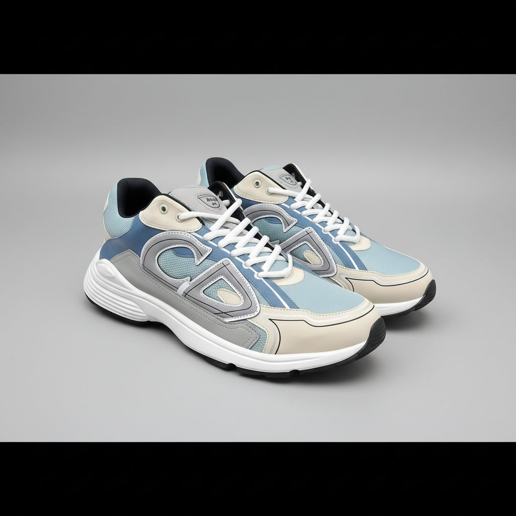 New CD Versatile Casual Shoes Heightening White Shoes Lace-up Couple Running Shoes Letter B30