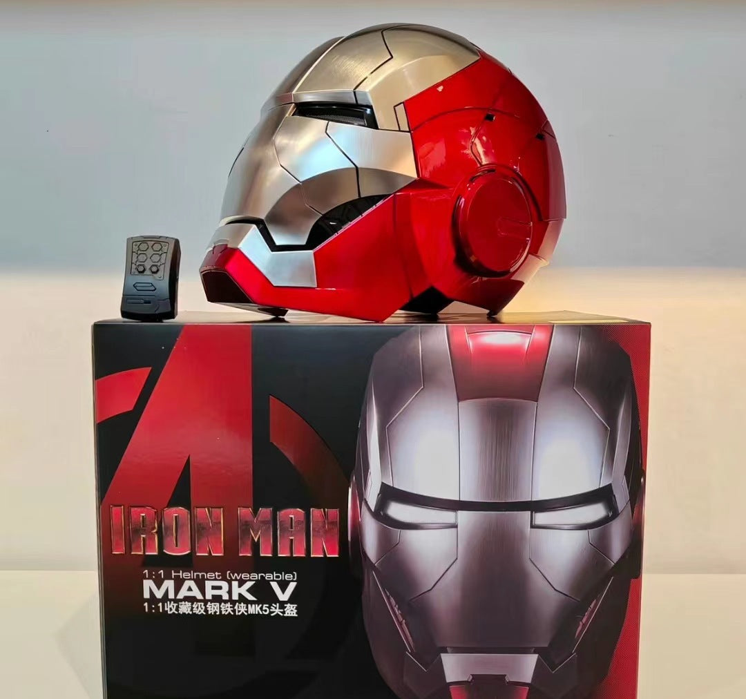 Iron Man Helmet Jarvis 1:1 Collectible Mk5 Helmet Intelligent Voice Control Three-In-One Technology Can Light Up And Open And Close